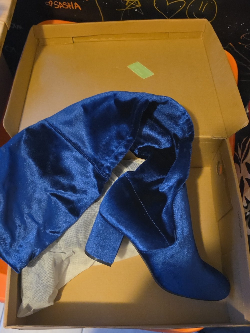 Kids Blue Velvet Booties - Brand Unspecified